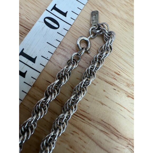 Monet Silver Tone Rope Chain Necklace 24" Vintage Jewelry Classic Design - Picture 2 of 7
